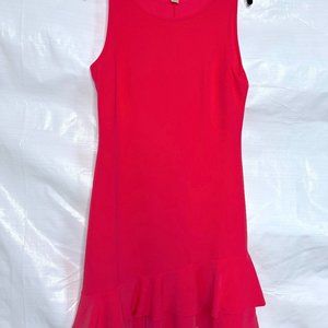 Pink Ruffle Hem Sleeveless Stretch Dress